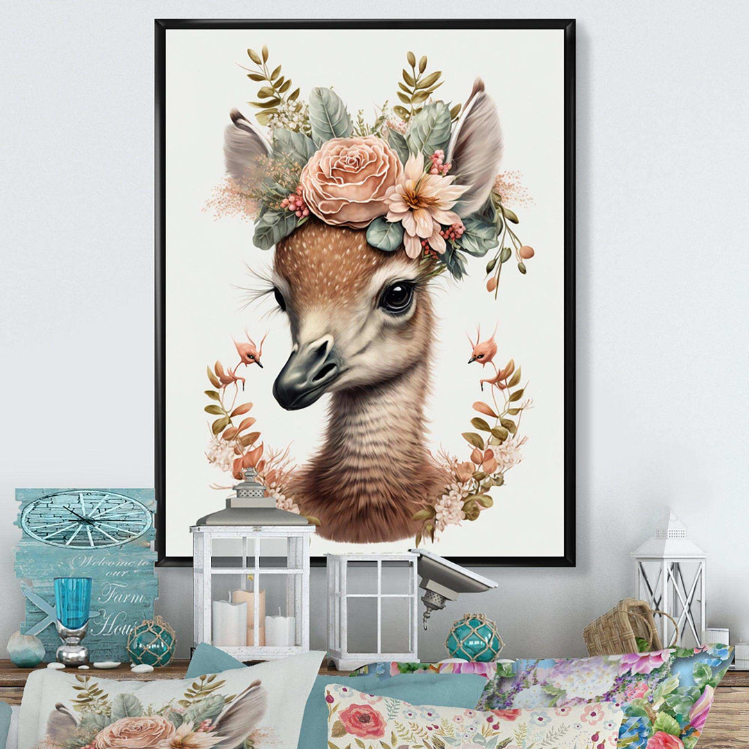 Cute Baby Flamingo With Floral Crown