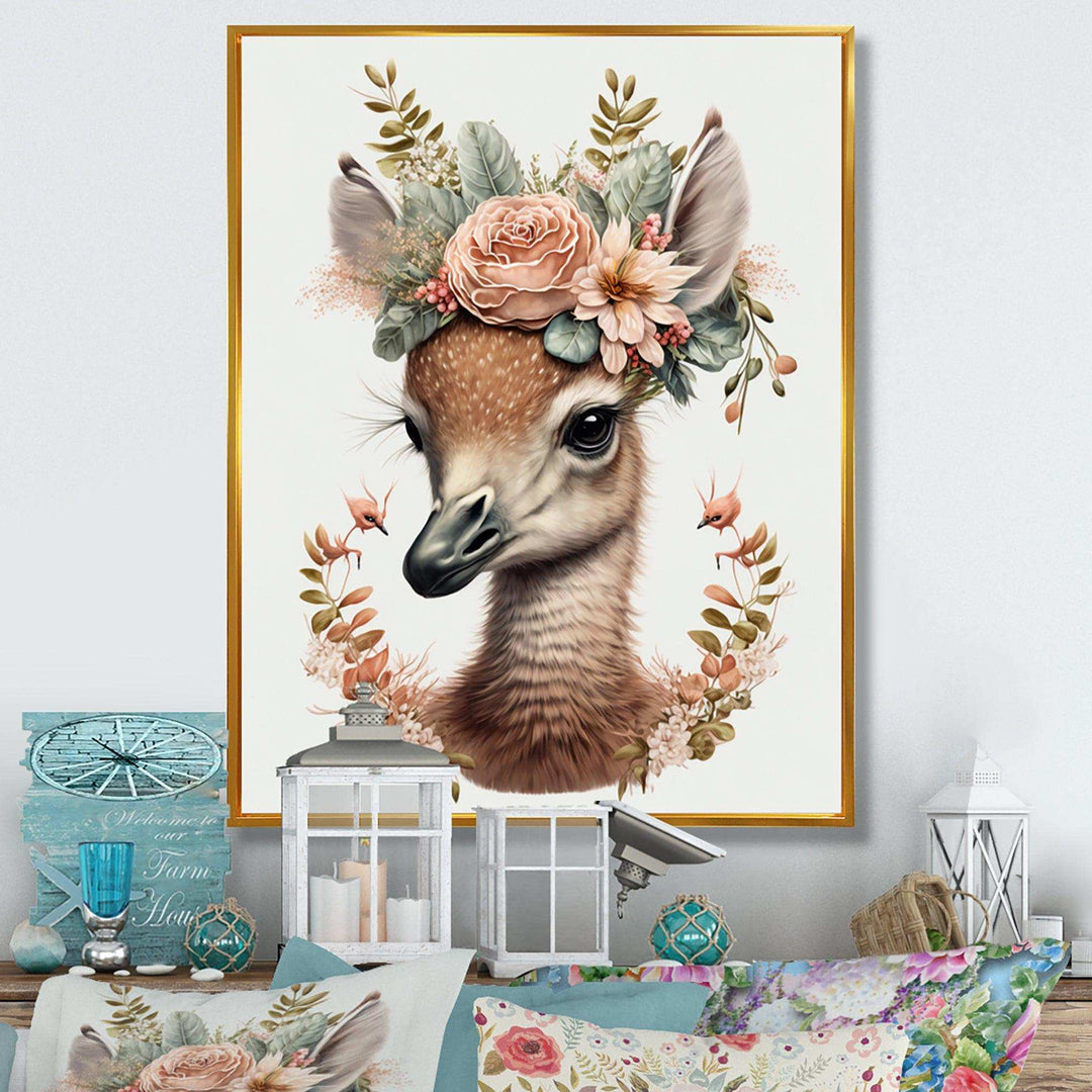 Cute Baby Flamingo With Floral Crown