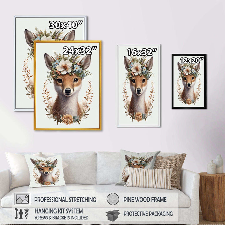 Cute Baby Fox With Floral Crown II