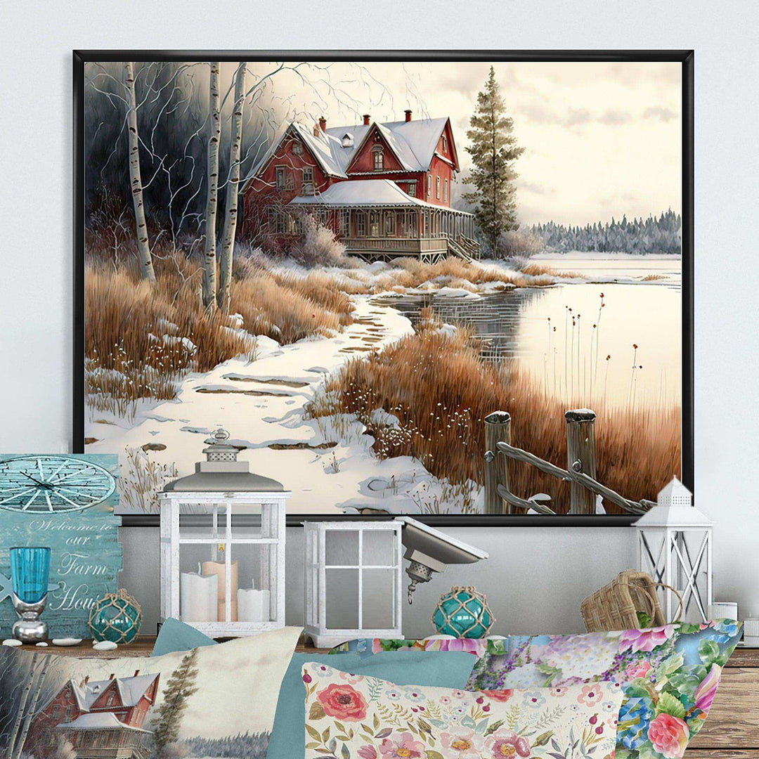 Calm Red Barn In Winter II