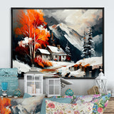 Monochrome Orange Cottage In Winter III