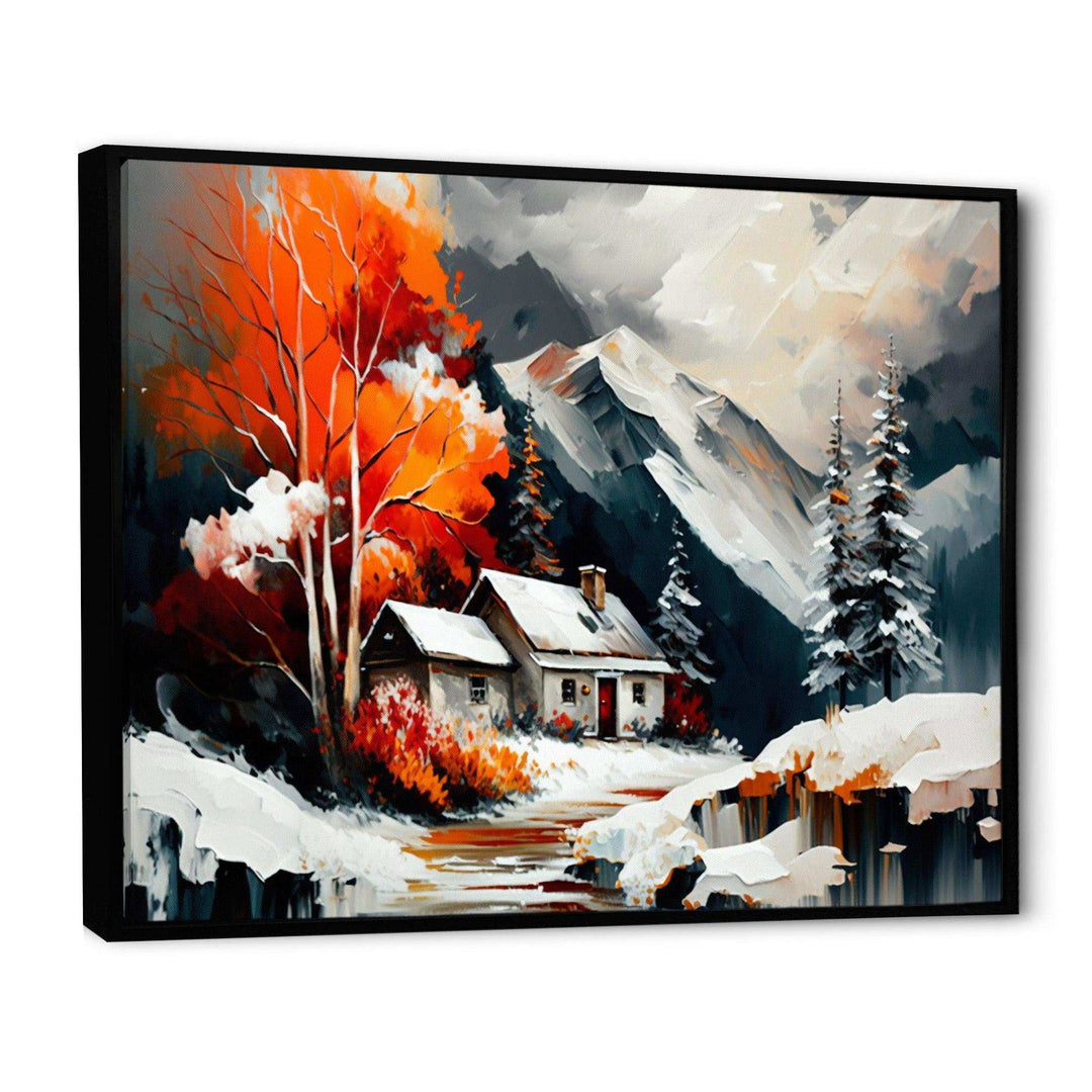 Monochrome Orange Cottage In Winter III