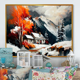 Monochrome Orange Cottage In Winter III