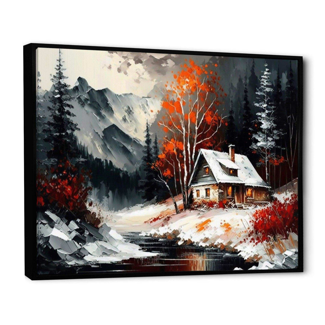 Monochrome Orange Cottage In Winter V