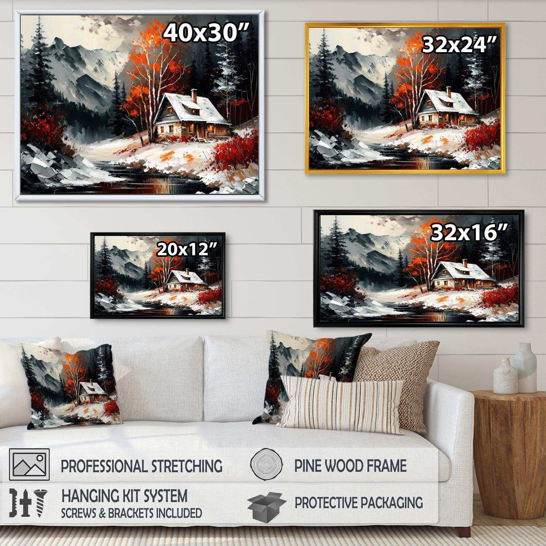Monochrome Orange Cottage In Winter V