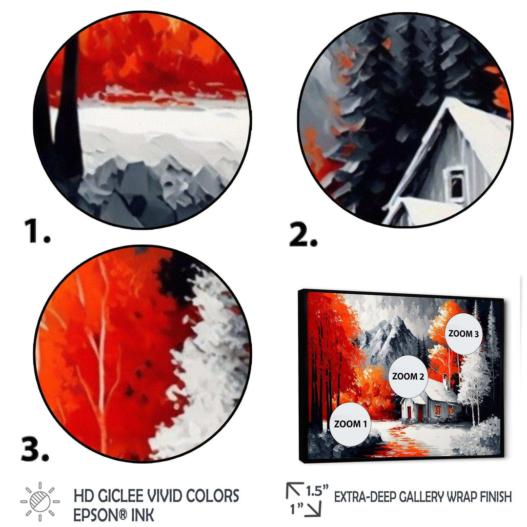 Monochrome Orange Cottage In Winter II