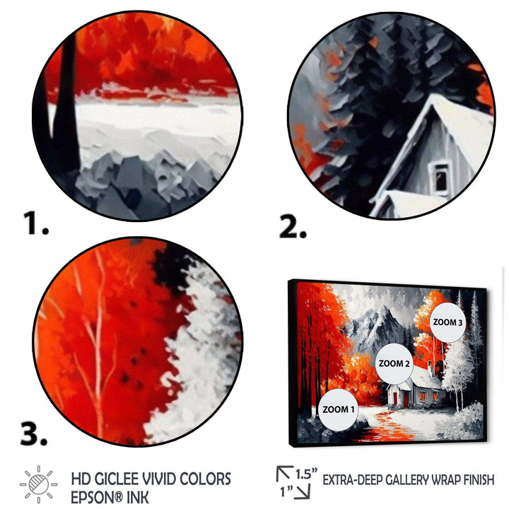 Monochrome Orange Cottage In Winter II