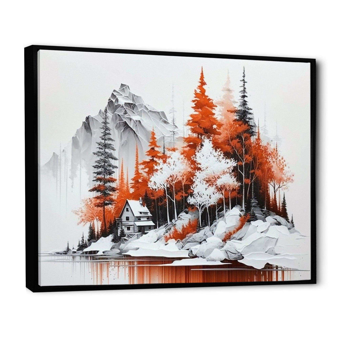 Monochrome Orange Cottage In Winter II