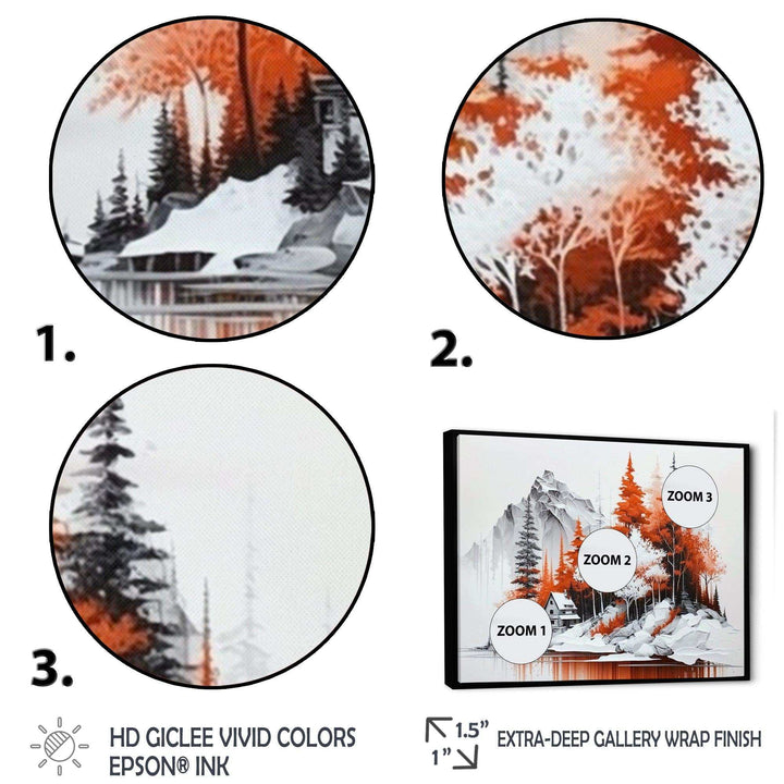 Monochrome Orange Cottage In Winter II