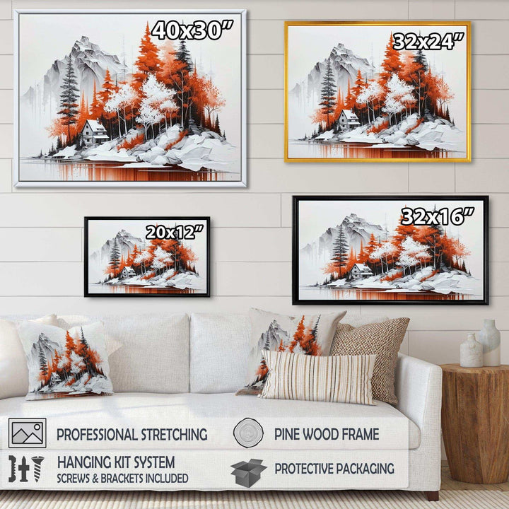 Monochrome Orange Cottage In Winter II