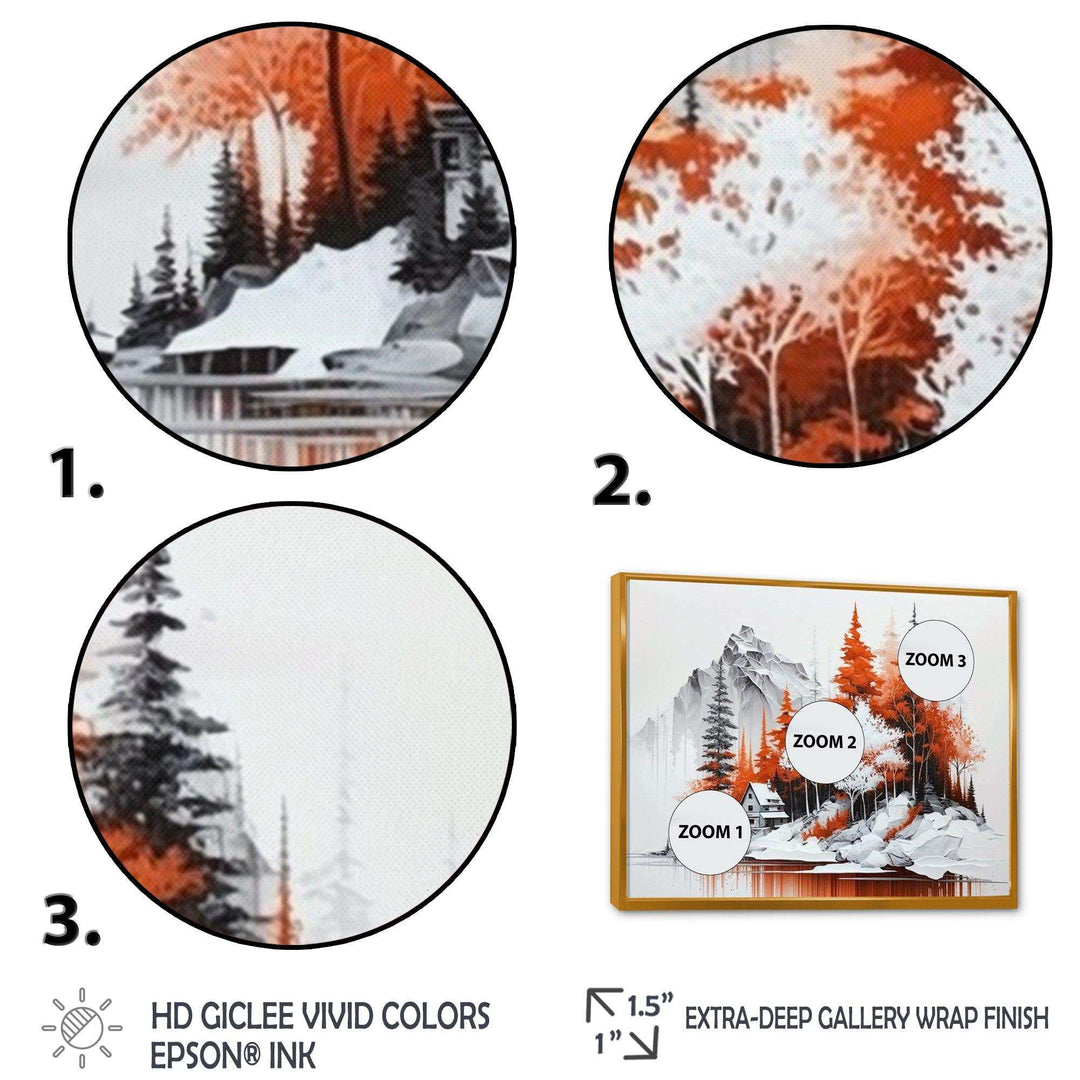 Monochrome Orange Cottage In Winter II