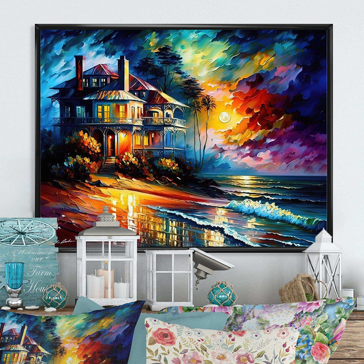 Monochome Grey And Orange Cottage I