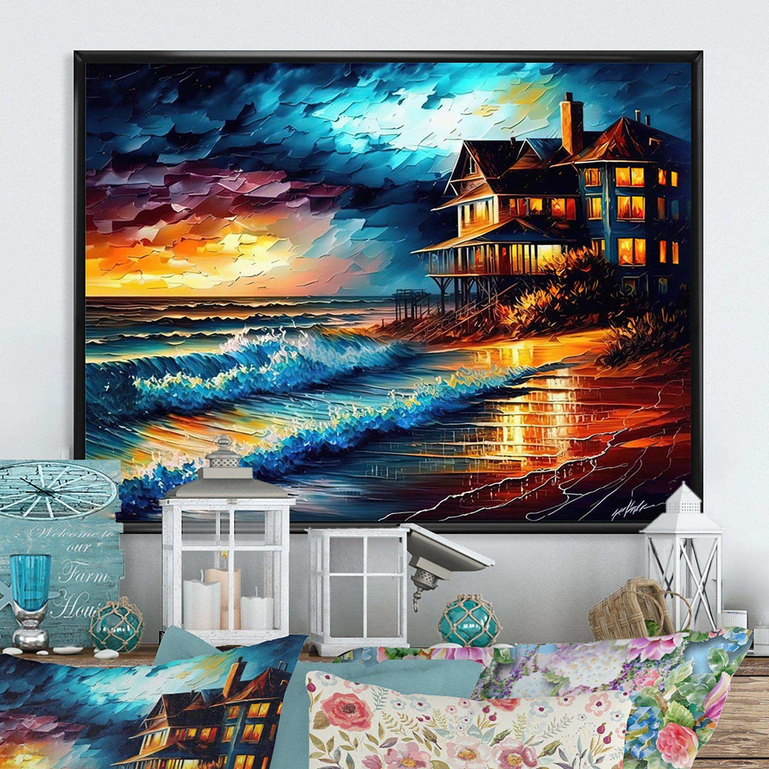 Monochome Grey And Orange Cottage II