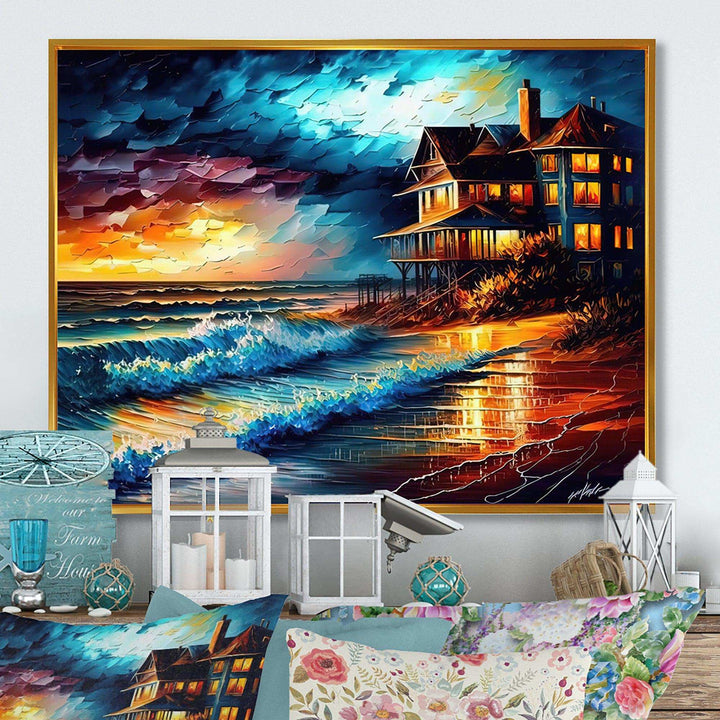 Monochome Grey And Orange Cottage II