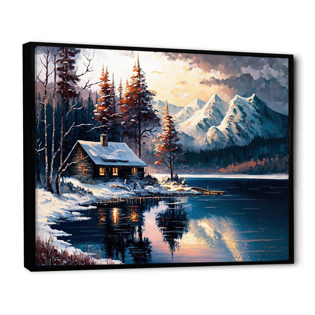 House On The Lake In Winter
