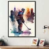 Hockey Player In Front Of Cityscape I