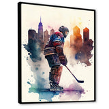 Hockey Player In Front Of Cityscape I