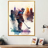 Hockey Player In Front Of Cityscape I