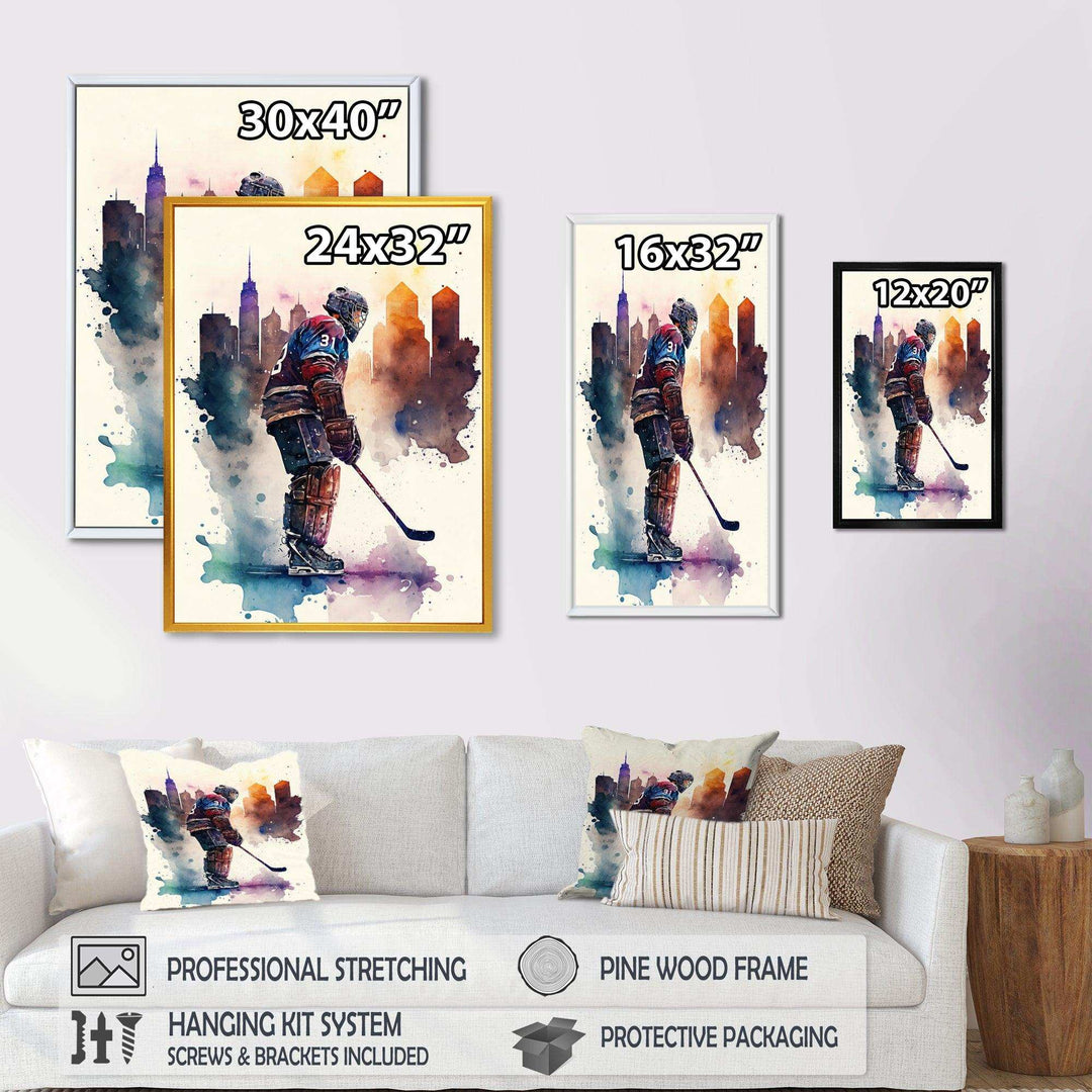Hockey Player In Front Of Cityscape I