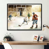 Kids Playing Hockey On Ice Rink II