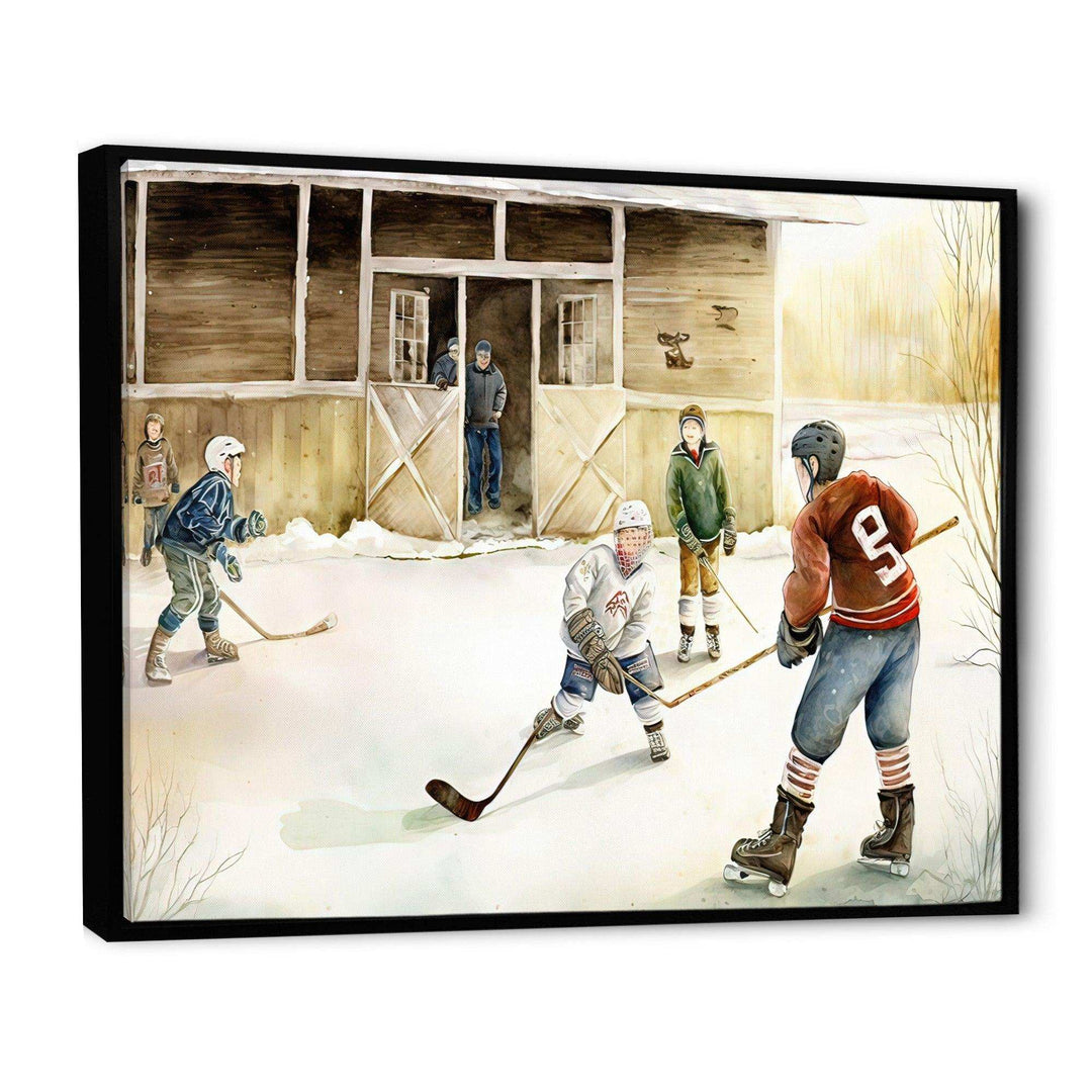 Kids Playing Hockey On Ice Rink II