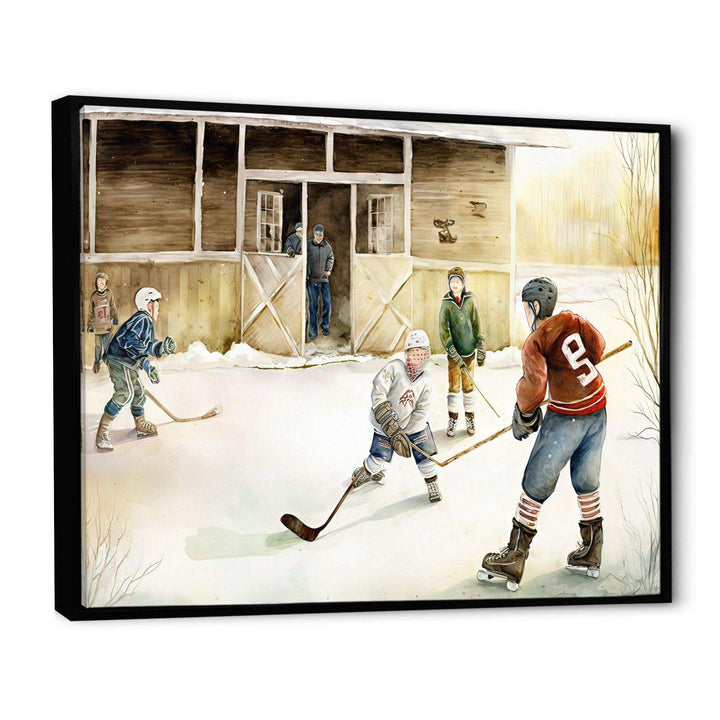 Kids Playing Hockey On Ice Rink II