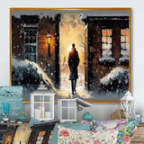 Man Walking In Winter Scene