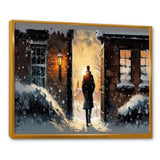 Man Walking In Winter Scene