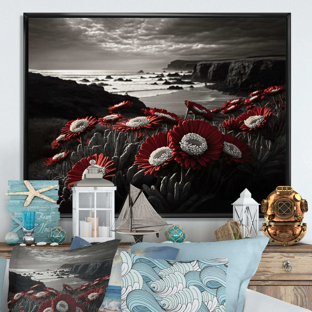 Red Flowers By The Coast I