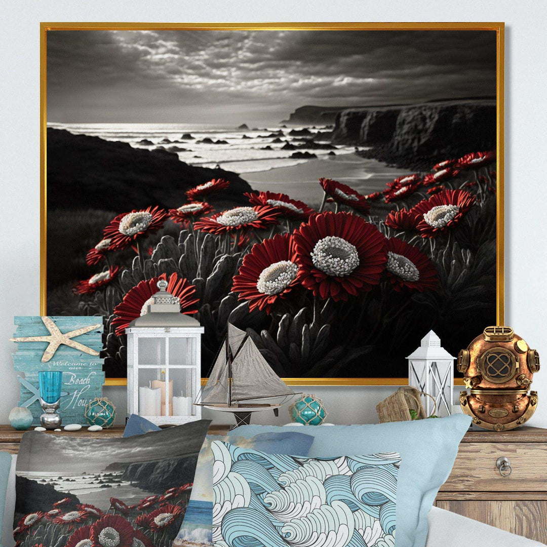 Red Flowers By The Coast I