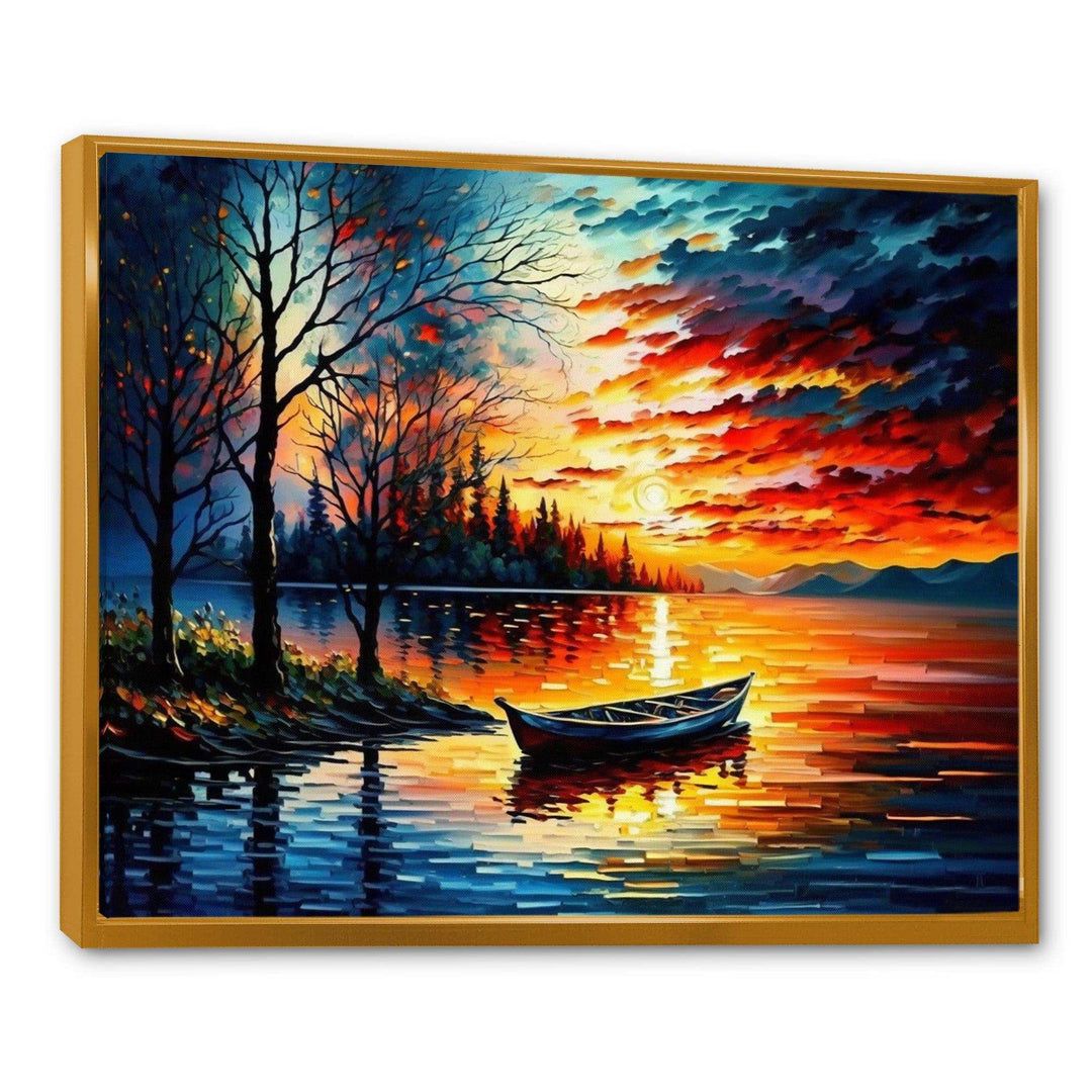 Canoe On The Lake In The Fall
