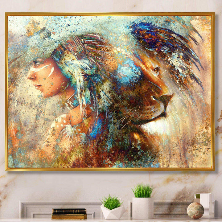 Indian Woman Collage with Lion