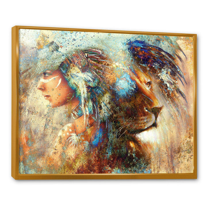 Indian Woman Collage with Lion