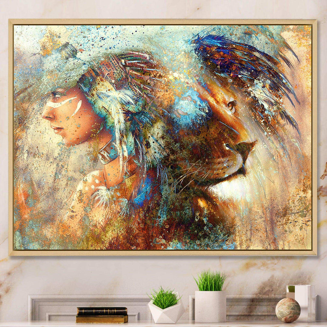 Indian Woman Collage with Lion