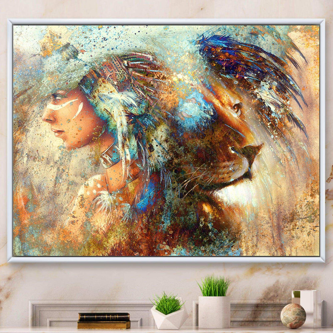 Indian Woman Collage with Lion