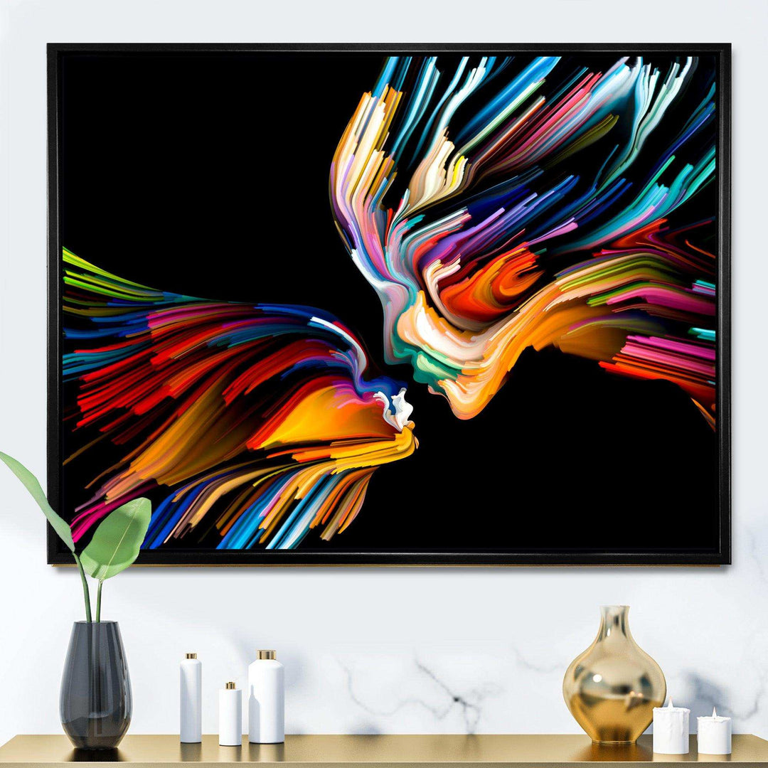 Kissing Minds Graphic Art - Modern Canvas Wall Art