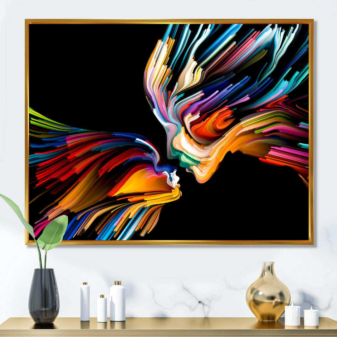 Kissing Minds Graphic Art - Modern Canvas Wall Art