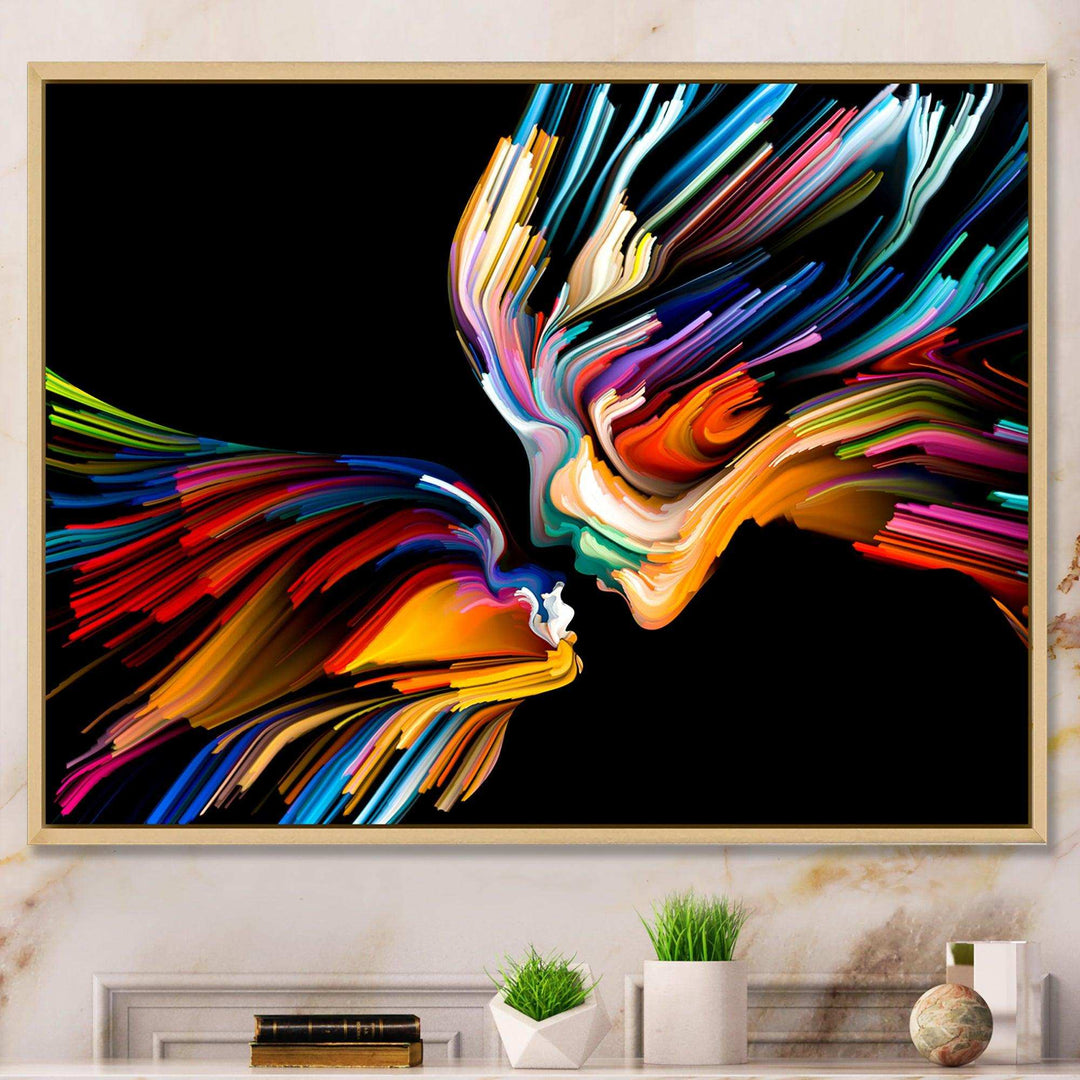 Kissing Minds Graphic Art - Modern Canvas Wall Art