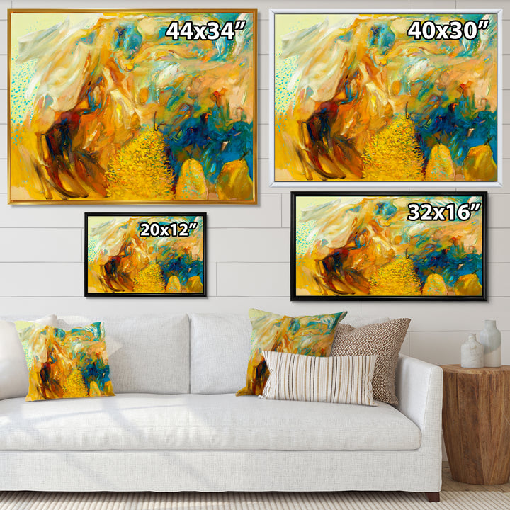 Abstract Yellow Collage Framed Print Matte White - 1.5" Width