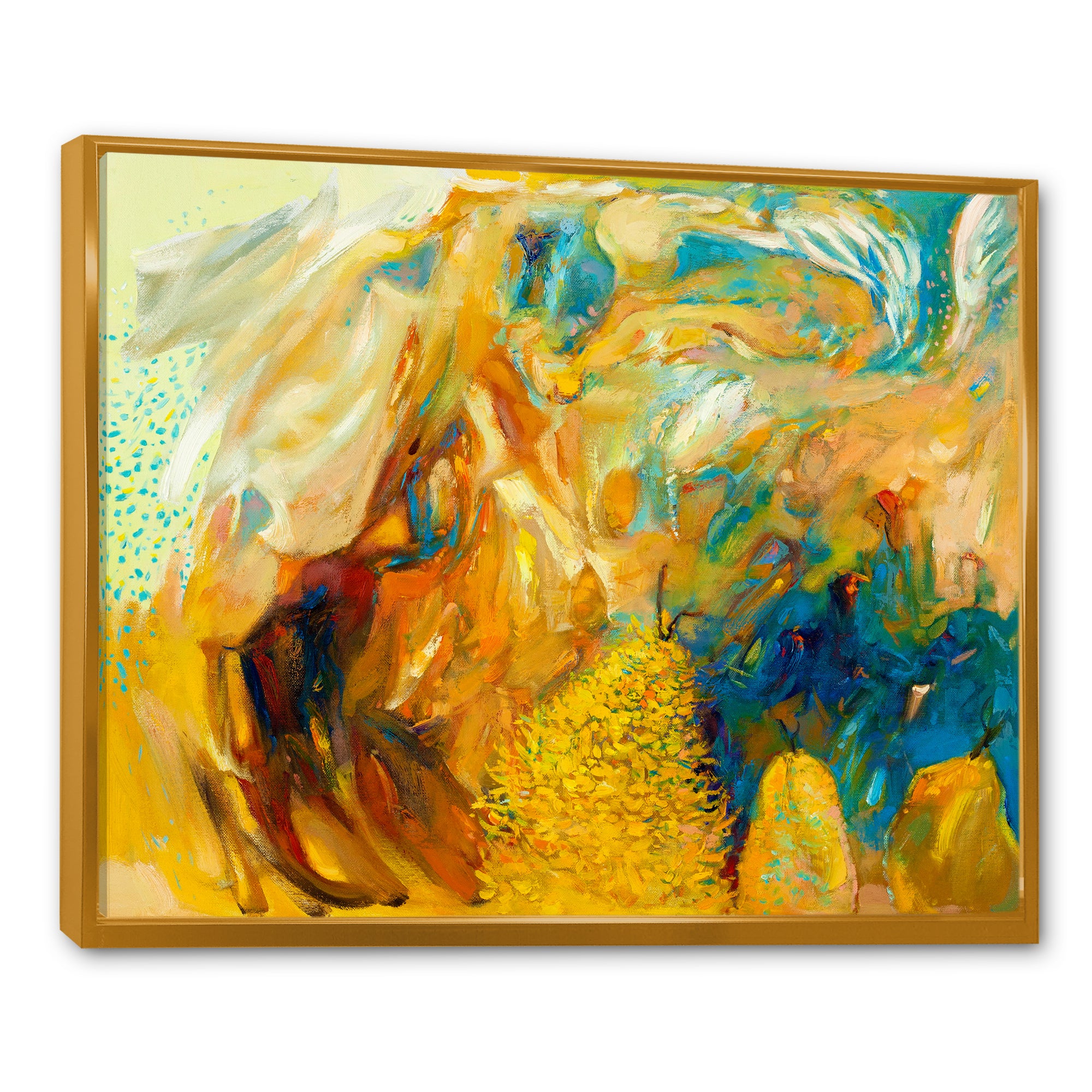 Abstract Yellow Collage Framed Canvas Vibrant Gold - 1.5" Thick