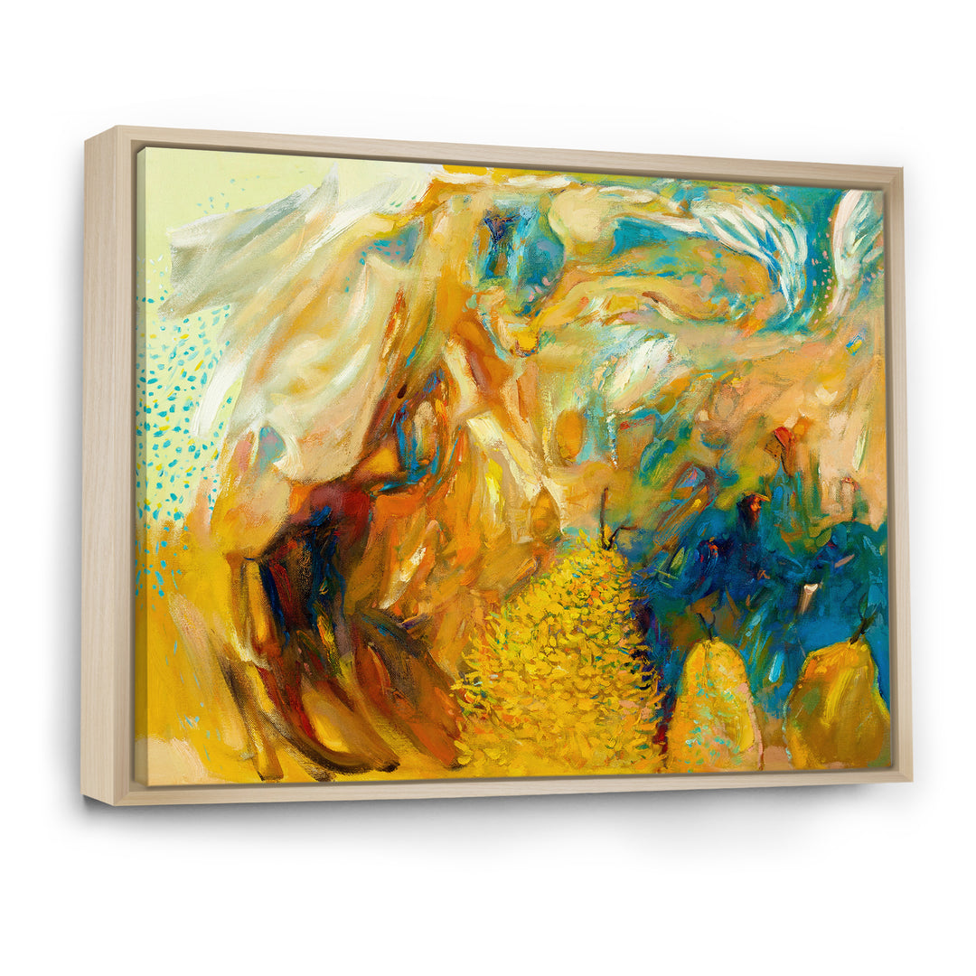 Abstract Yellow Collage Framed Canvas Matte White - 1.5" Thick