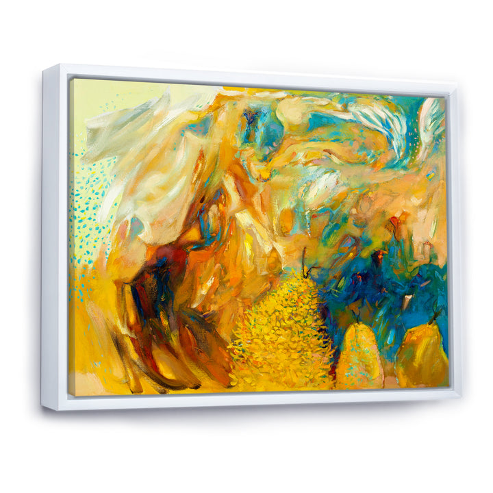 Abstract Yellow Collage Framed Canvas Matte White - 1.5" Thick