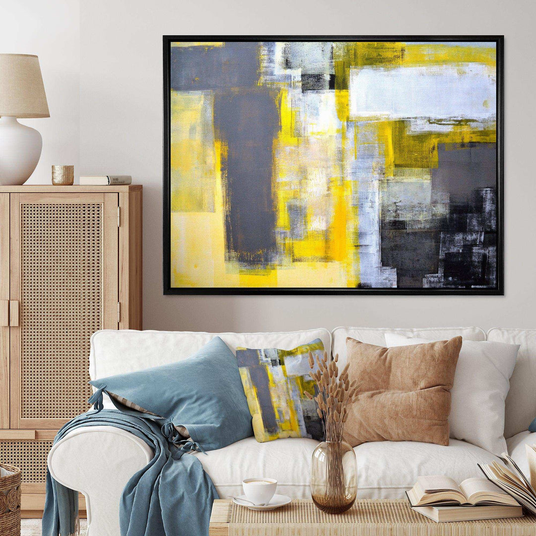 Grey and Yellow Blur Abstract - Modern Wall Art Prints