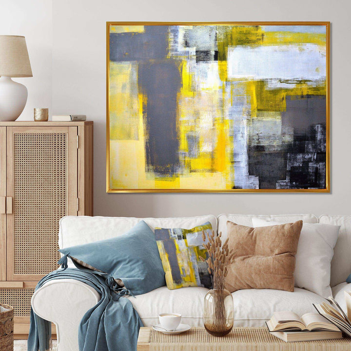 Grey and Yellow Blur Abstract - Modern Wall Art Prints