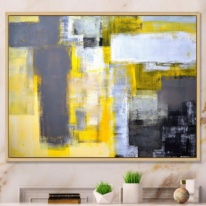 Grey and Yellow Blur Abstract - Modern Wall Art Prints