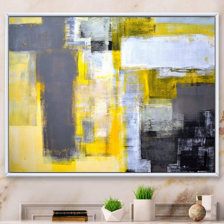 Grey and Yellow Blur Abstract - Modern Wall Art Prints