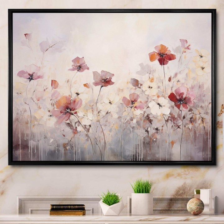 Beige Blossoming Silhouettes - Modern Wall Art Prints