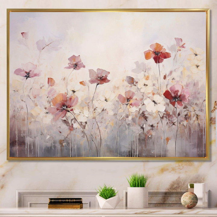 Beige Blossoming Silhouettes - Modern Wall Art Prints