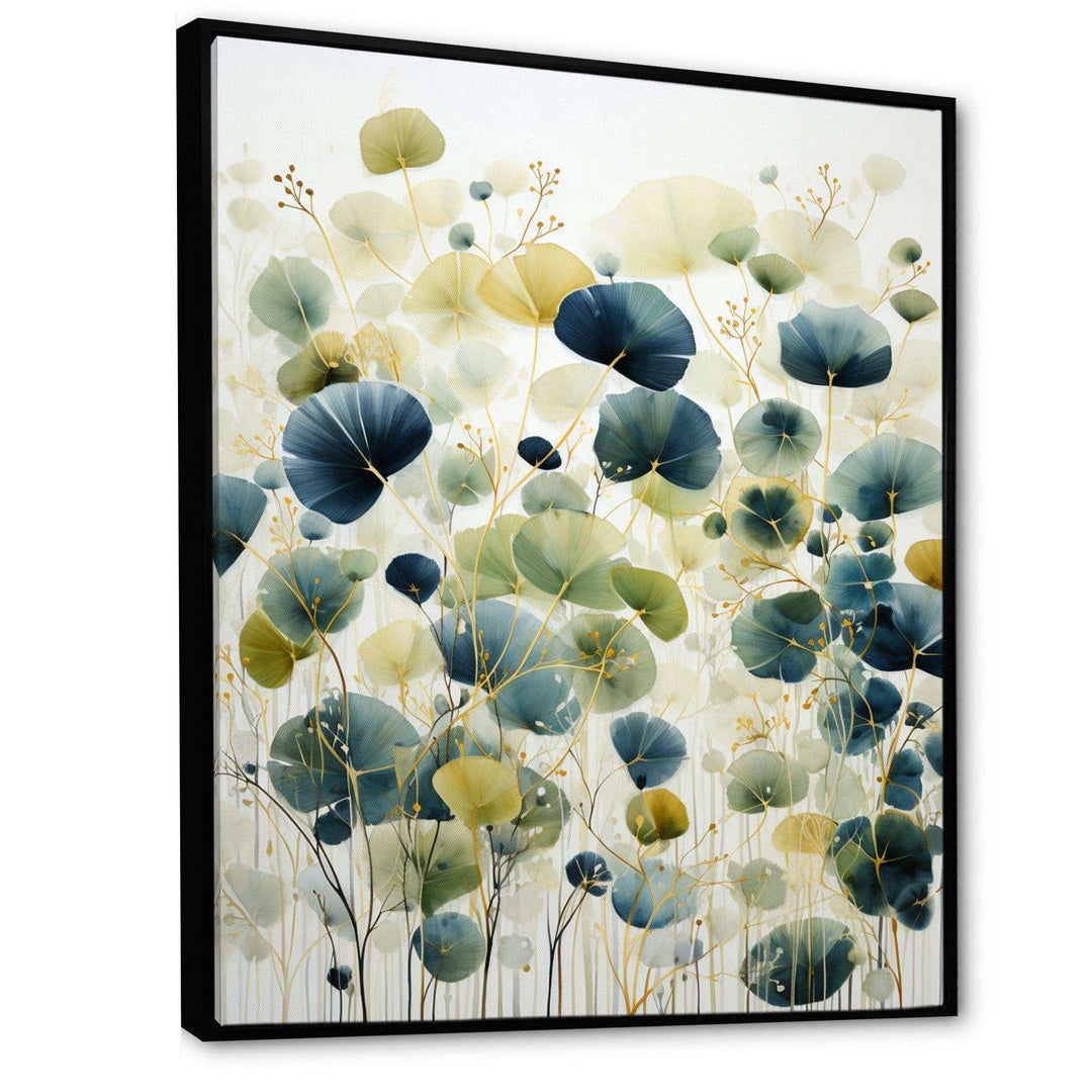 Blue Green Botanical Elegance - Modern Living Room Wall Decor