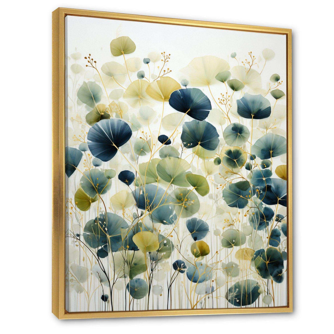 Blue Green Botanical Elegance - Modern Living Room Wall Decor
